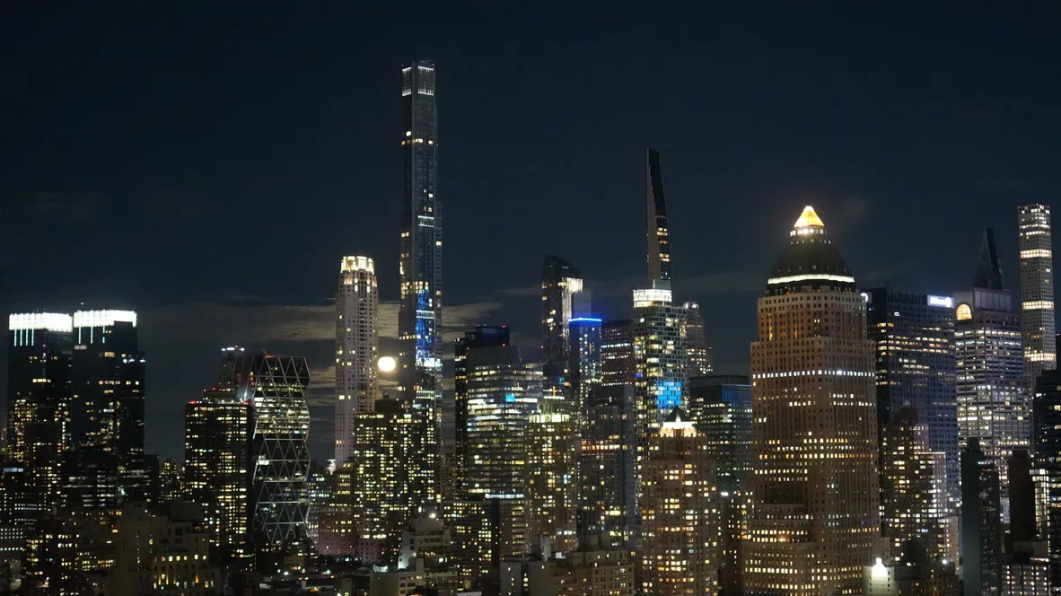 New York City skyline at dusk